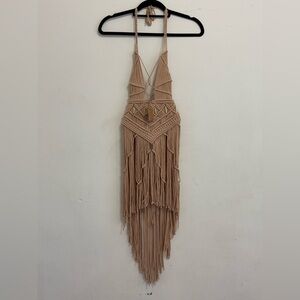 Bohemian Tan/Rose Macrame Dress